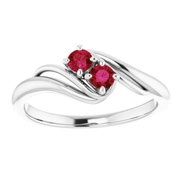 White Gold 14K Round Ruby Bypass Setting Ring 1.60 Carats