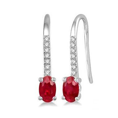 White Gold 14K Ruby And Diamonds 5.70 Carats Women Dangle Earrings