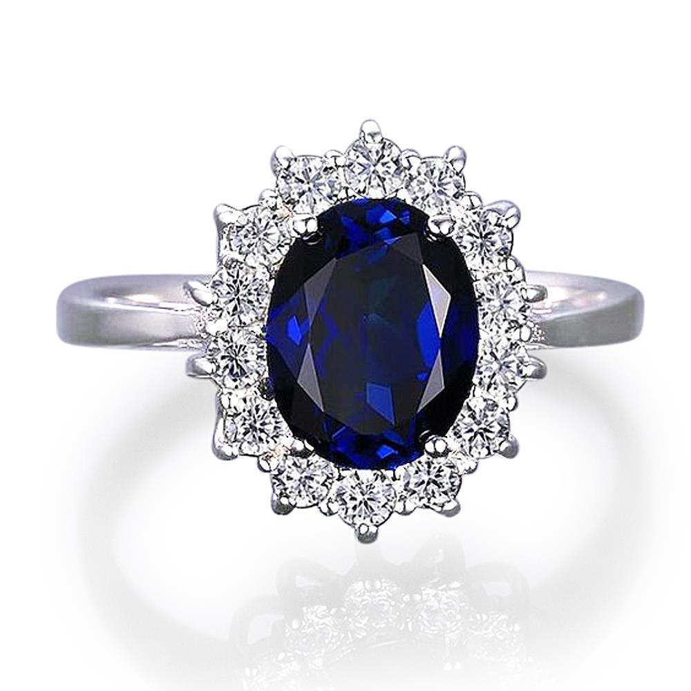 White Gold 14K Sapphire With Diamonds 8.75 Ct Engagement Ring