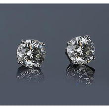 White Gold 2 Carats Round Diamond Stud Earrings