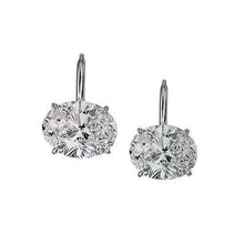 White Gold 2 Ct Shepherd Hook East West Style Oval Diamond Earrings