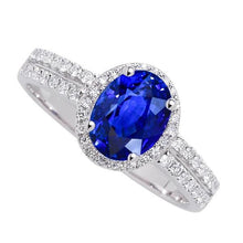 White Gold 4.81 Carat Ceylon Sapphire Diamonds Double Shank Ring