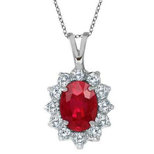 White Gold 8.50 Carats Ruby & Diamonds Pendant Necklace
