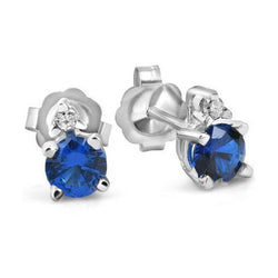 White Gold Blue Sapphire And Diamonds 3.30 Ct Lady Studs Earring