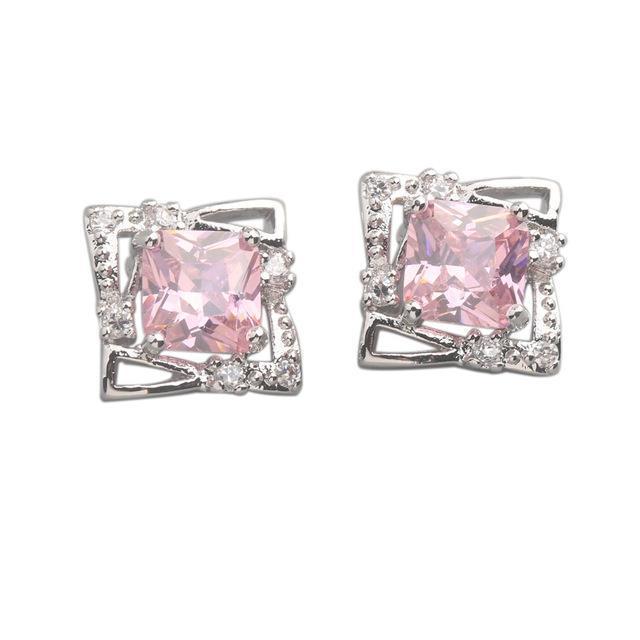 White Gold Cushion Kunzite With Diamonds 11.60 Ct. Studs Earrings