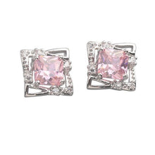 White Gold Cushion Kunzite With Diamonds 11.60 Ct. Studs Earrings