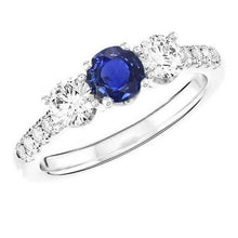 White Gold Gemstone Ring With Accents 2 Carats Natural Blue Sapphire