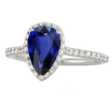 White Gold Halo Ceylon Sapphire Ring With Accented Diamonds 4 Carats