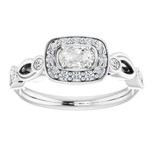 White Gold Halo Oval Old Cut & Black Diamond Ring Bezel Set 4 Carats