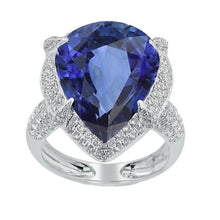 White Gold Halo Pear Ceylon Sapphire & Diamond Ring 5.50 Carats