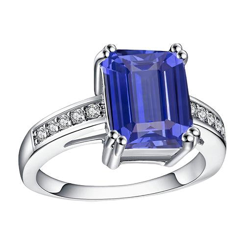 White Gold Ladies Diamond Ring 3.25 Carats Basket Set Ceylon Sapphire