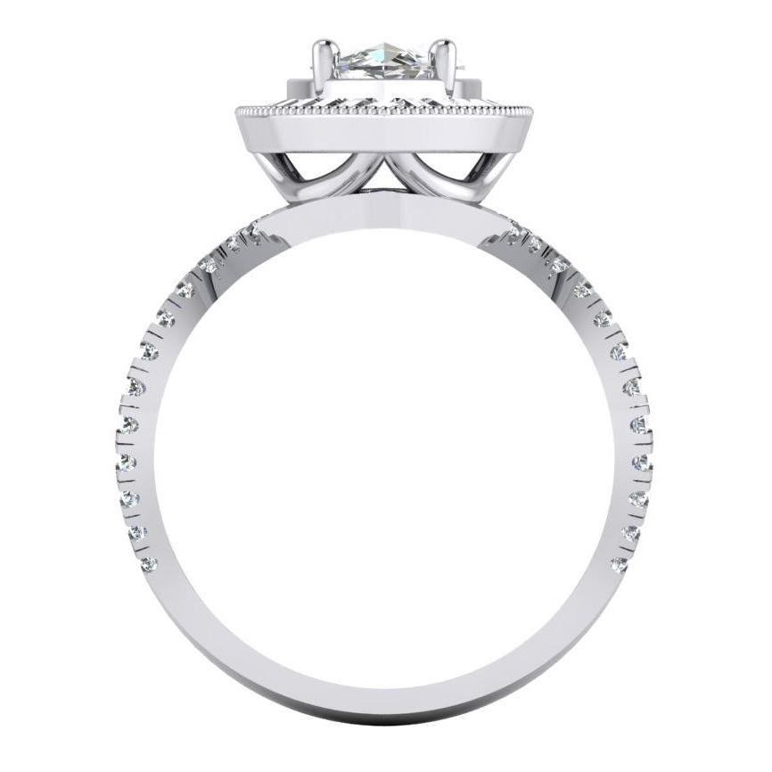 White Gold Marquise Diamond Halo Engagement Ring 4.50 Carats New
