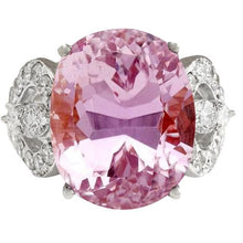 White Gold Pink Kunzite And Diamond Wedding Ring Jewelry 18.50 Ct
