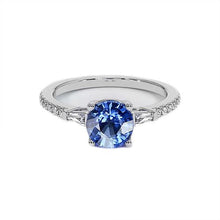 White Gold Round Diamond Ceylon Sapphire Ring With Accents 5 Carats