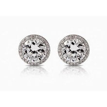 White Gold Round Diamond Stud Halo Earring 2.80 Carats