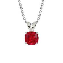 White Gold Solitaire 3.50 Ct Red Ruby Pendant Necklace With Chain
