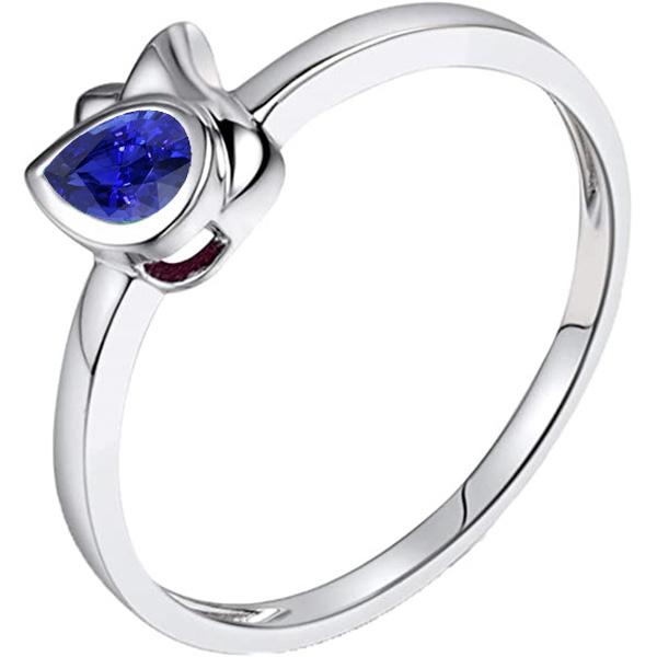 White Gold Solitaire Anniversary Ring Bezel Set Blue Sapphire 1 Carat