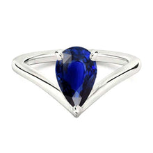 White Gold Solitaire Gemstone Ring Pear Ceylon Sapphire 2.50 Carats