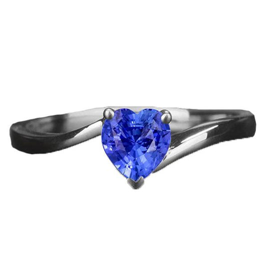 White Gold Solitaire Heart Cut Light Blue Sapphire Ring 1.50 Carats