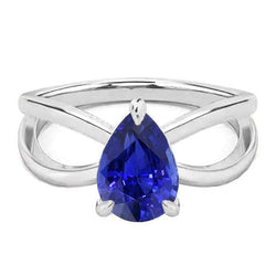 White Gold Solitaire Ring Ceylon Sapphire 2.50 Carats Split Shank