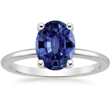 White Gold Solitaire Ring Jewelry Oval Ceylon Sapphire 2 Carats