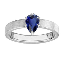 White Gold Solitaire Wedding Ring Pear SriLanka Sapphire 1 Carat