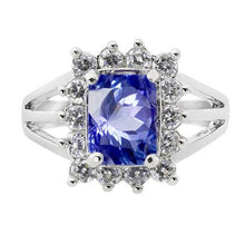 White Gold Sri Lanka Sapphire Cushion Diamonds Ring 6 Ct