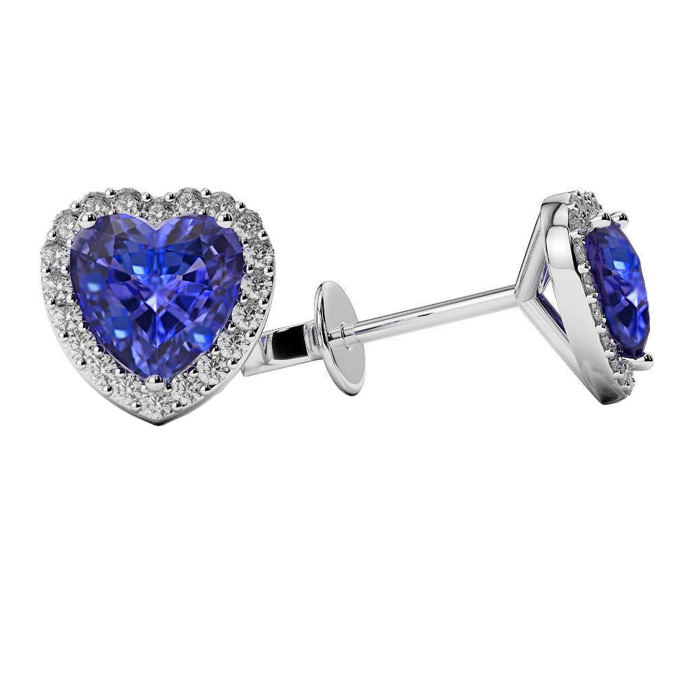 White Gold Women Studs Earrings 3.90 Ct Tanzanite With Diamonds