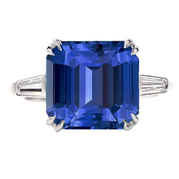 Women 3 Stone Emerald Natural Sapphire Ring & Diamonds 4.50 Carats