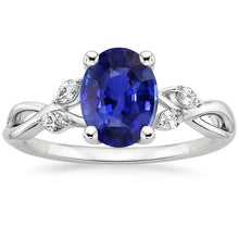 Women Anniversary Ring Blue Sapphire & Marquise Accents 2.50 Carats