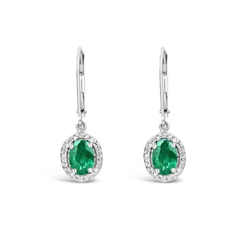 Women Dangle Earrings Green Emerald And Diamonds 5.30 Carats
