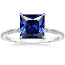 Women Diamond & Blue Sapphire Engagement Ring With Accents 6 Carats