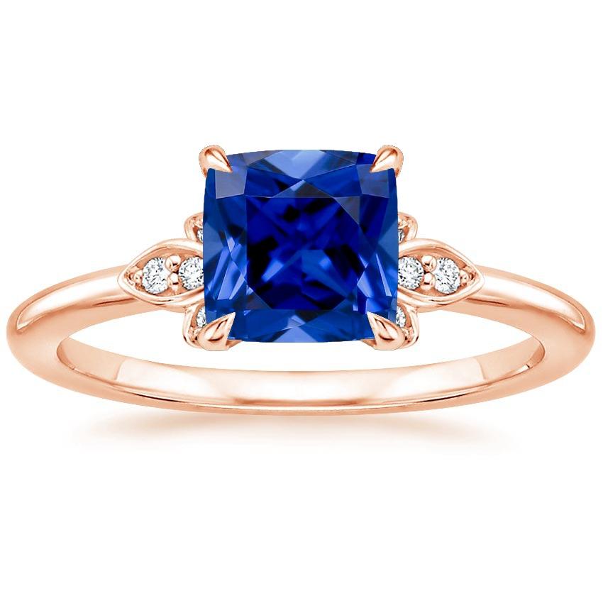 Women Diamond Gemstone Ring With Cushion Blue Sapphire 2.50 Carats New