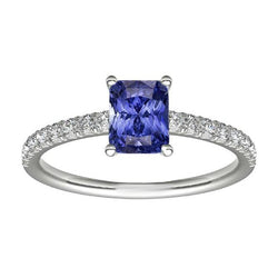 Women Diamond Ring With Radiant Blue Sapphire Gemstone Jewelry 3 Carat