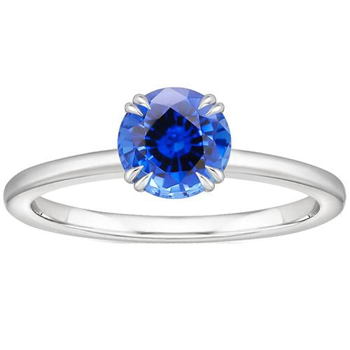 Women Engagement Ring 2 Carats New White Gold Solitaire Blue Sapphire