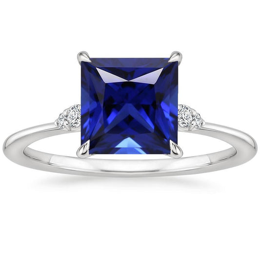 Women Engagement Ring Blue Sapphire and Diamond 5.25 Carat