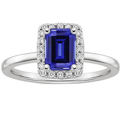 Women Engagement Ring Emerald Sri Lankan Sapphire & Diamond 4 Carats