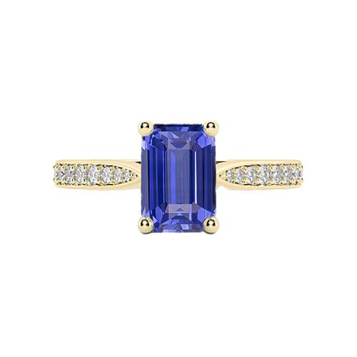 Women Gemstone Jewelry Blue Sapphire Ring Accented Diamonds 3 Carats