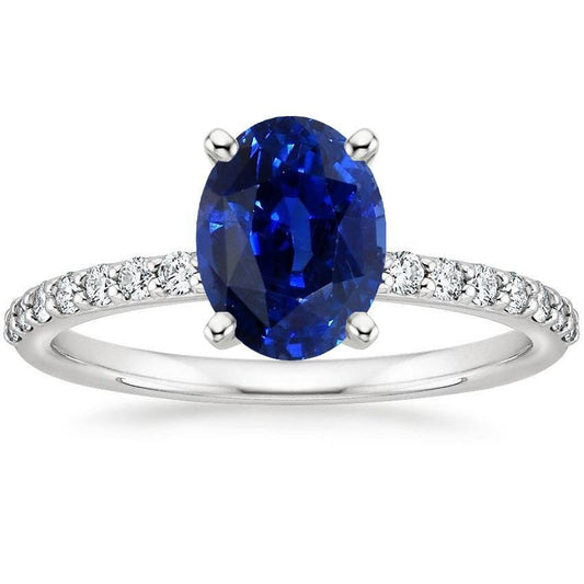 Women Gemstone Ring Oval Cut With Diamond Accents 5 Carats