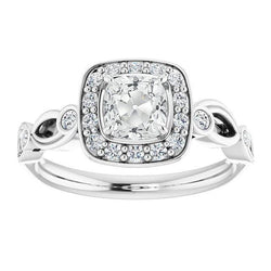 Women Halo Cushion Old Miner & Marquise Black Genuine Natural Earth Mined Diamond Ring 5.25 Carats