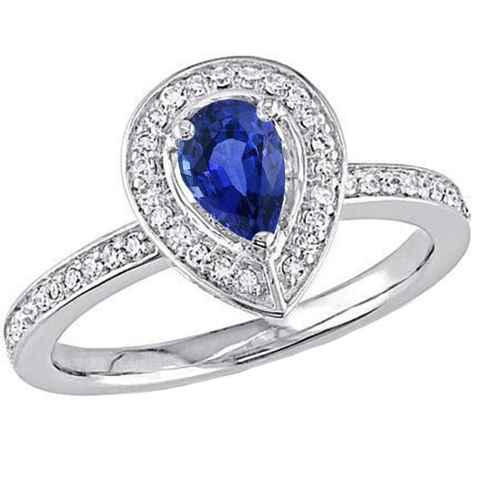 Women Halo Ring Sri Lankan Sapphire With Channel Set Diamonds 3 Carats