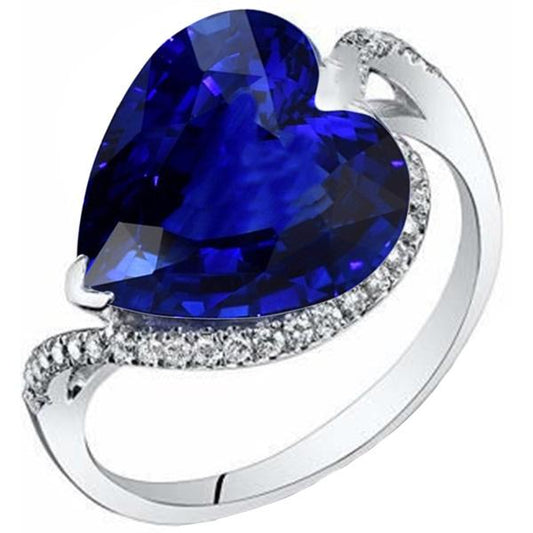 Women Heart Gemstone Ceylon Sapphire Ring 6 Carats Twisted Style