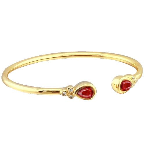 Women Ruby Diamond Bangle 2.30 Carats Yellow Gold 14K