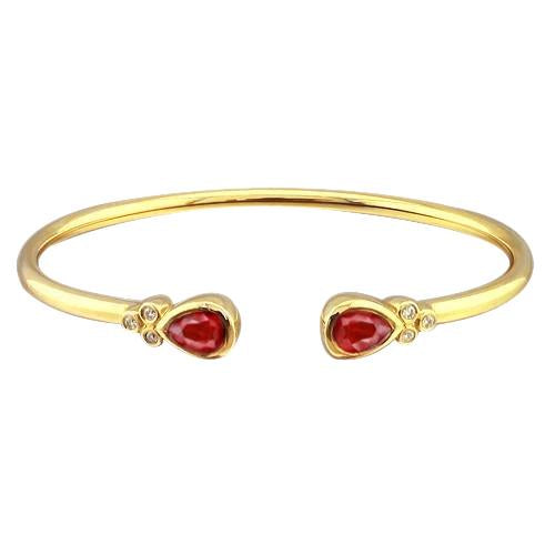 Women Ruby Diamond Bangle 2.30 Carats Yellow Gold 14K