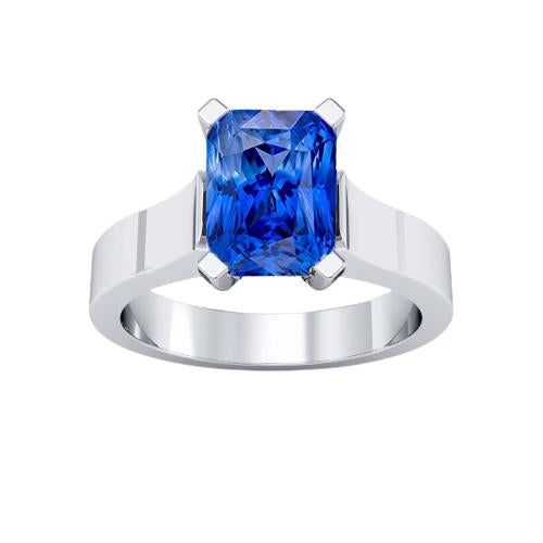 Women Solitaire Gemstone Blue Sapphire Ring Tension Style 1.50 Carats