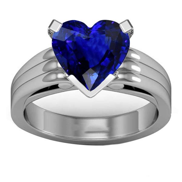 Women Solitaire Heart Cut Ceylon Sapphire Ring Triple Shank 3 Carats