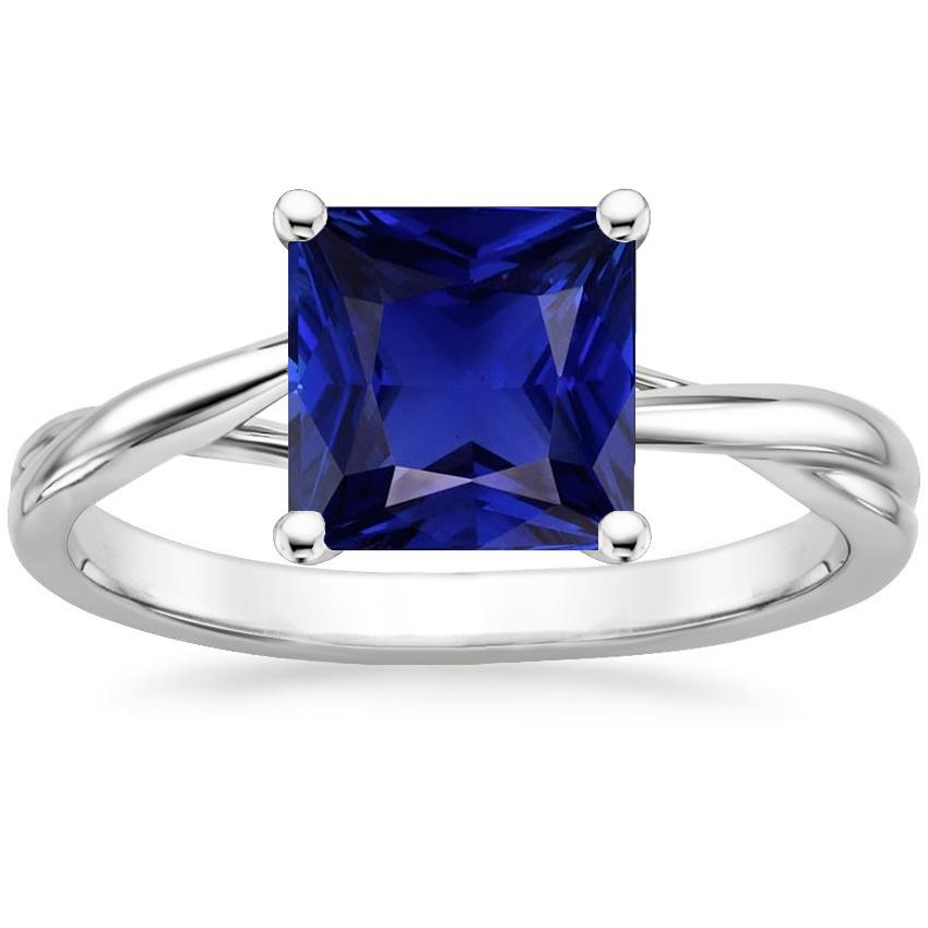 Women Solitaire Ring 5 Carats Prong Sri Lankan Sapphire White Gold 14K