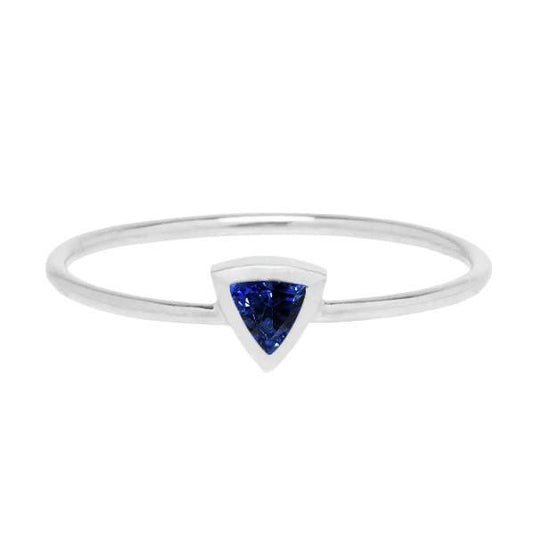 Women Solitaire Ring Bezel Set Trillion Cut Blue Sapphire 0.50 Carats