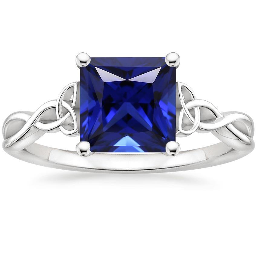 Women Solitaire Ring Blue Sapphire 5 Carat Princess Cut