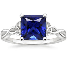 Women Solitaire Ring Blue Sapphire 5 Carat Princess Cut
